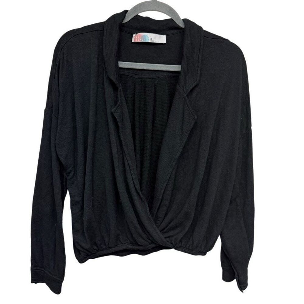Free people beach black long sleeve blouse size XS